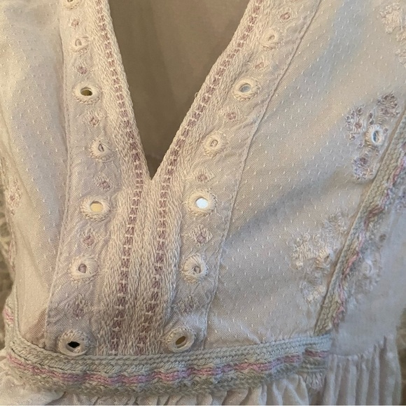 FREE PEOPLE Women Light Blue Boogie All Night Lace Balloon Sleeves Boho Top-S - Picture 4 of 9